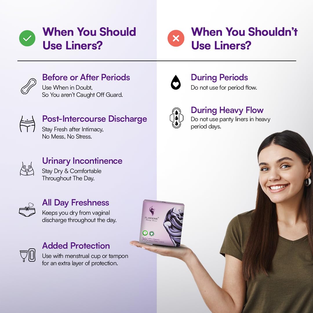 Flawsome 100% Organic Sanitary Pads | High Absorption | Cotton Sanitary Pads | Soft and Rash Free | Toxin-Free (Liner -30 Pads-10, L)