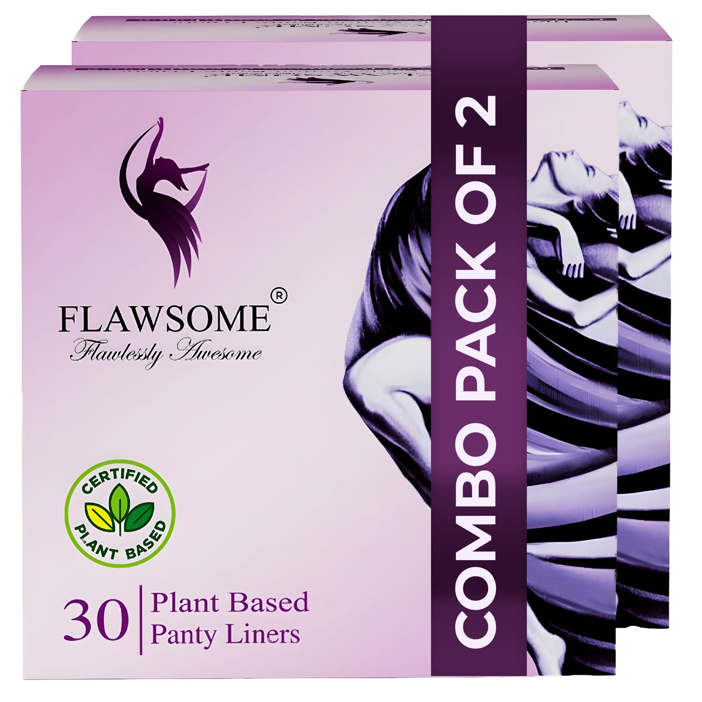 Flawsome Panty Liners for Women & Girls, (Pack of 30) | Soft, Rash-Free,Toxin-Free, Unscented, Perfect For White Discharge & Light Spotting |Protection Against Leakage, Discharge & Rashes| Eco-Friendly|(Pack 2)