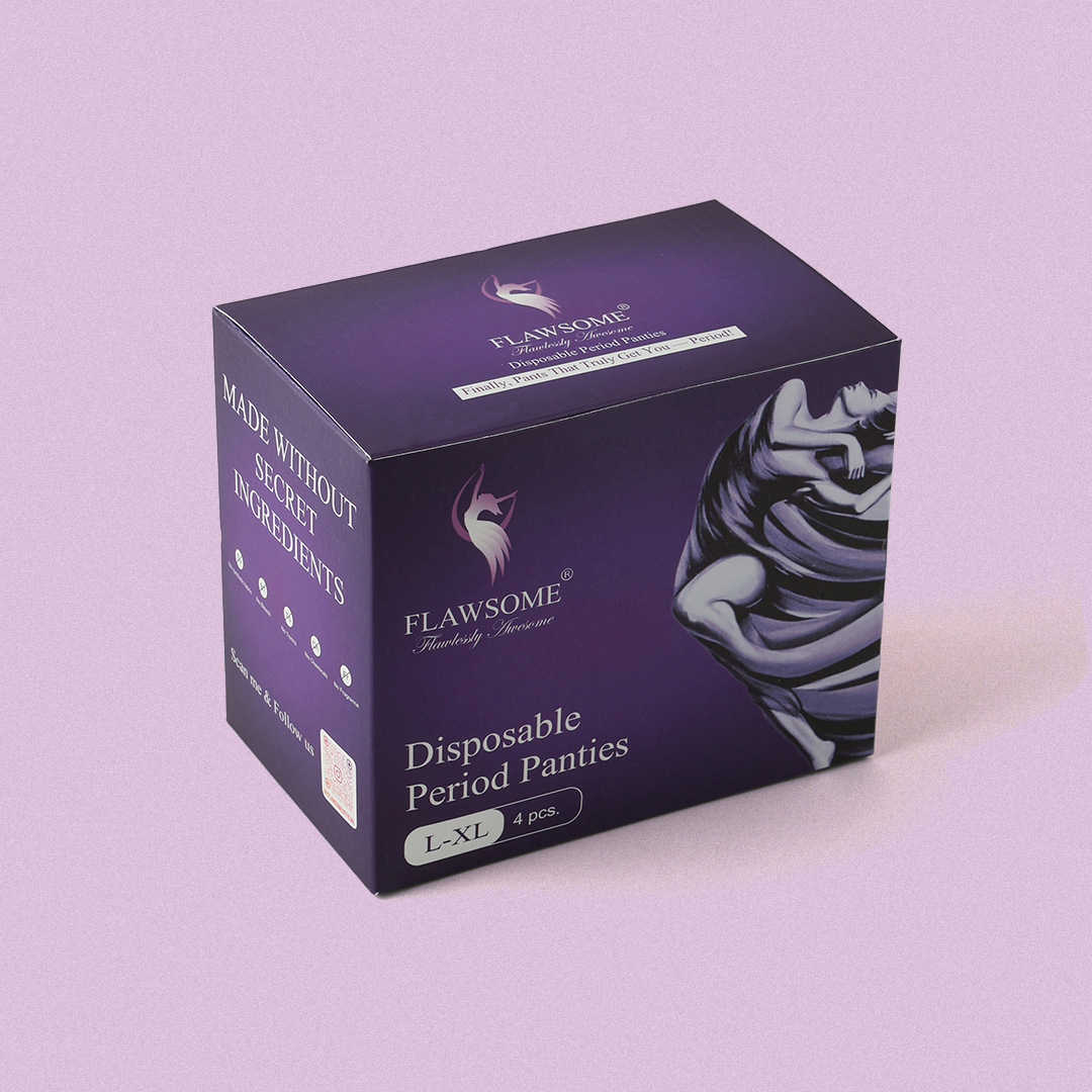 Flawsome Period Combo for Women | L Cotton Sanitary Pads (Pack of 30) + Cotton Panty Liners (Pack of 30) + Disposable Period Panties Size L (Pack of 4) | Ultra-Thin, Rash-Free, Toxin-Free, Leak-Proof | With Disposal Cover | For Sensitive Skin