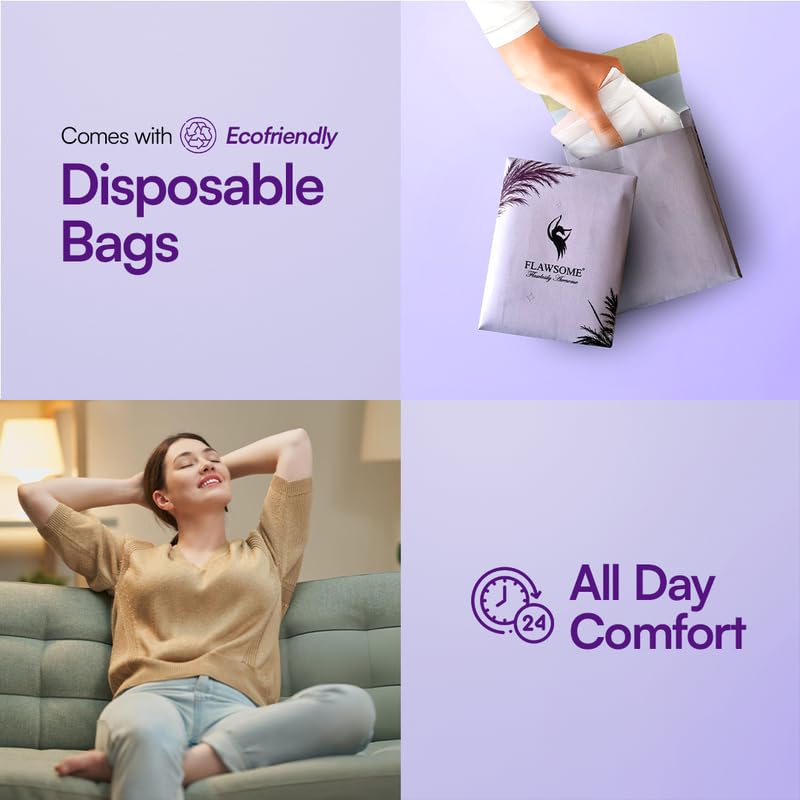Flawsome 100% Organic Sanitary Pads | High Absorption | Cotton Sanitary Pads | Soft and Rash Free | Toxin-Free (Liner -30 Pads-30, L)