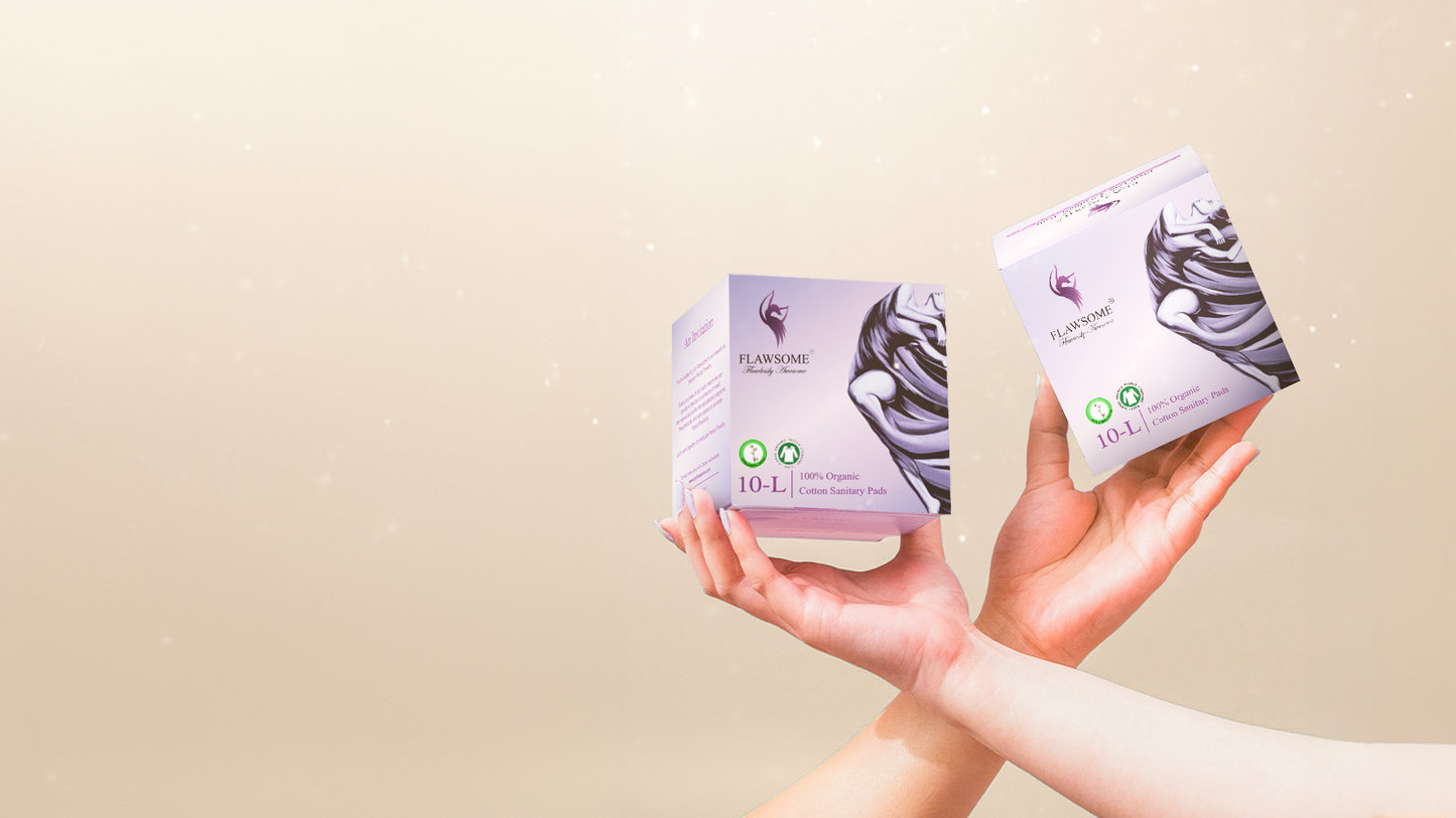 Flawsome 100% Organic Sanitary Pads | High Absorption | Cotton Sanitary Pads | Soft and Rash Free | Toxin-Free (Pack of 50, XXL)