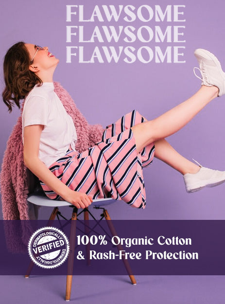 Flawsome 100% Organic Sanitary Pads | High Absorption | Cotton Sanitary Pads | Soft and Rash Free | Toxin-Free (Liner -30 Pads-10, XL)