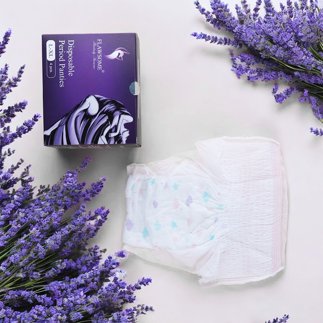 Flawsome Ultra Absorbent Disposable Period Panties for Women | 4 Pcs | L-XL| 360° Leakproof Protection | Heavy Flow Periods |Maternity Pads after Delivery| Rash-Free, Overnight Period Pants | Breathable|(Pack 03)
