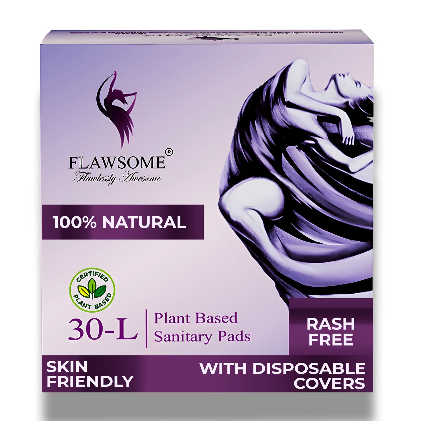 Flawsome - Plant Based Sensitive Sanitary Pads (Pack of 10/20/30)