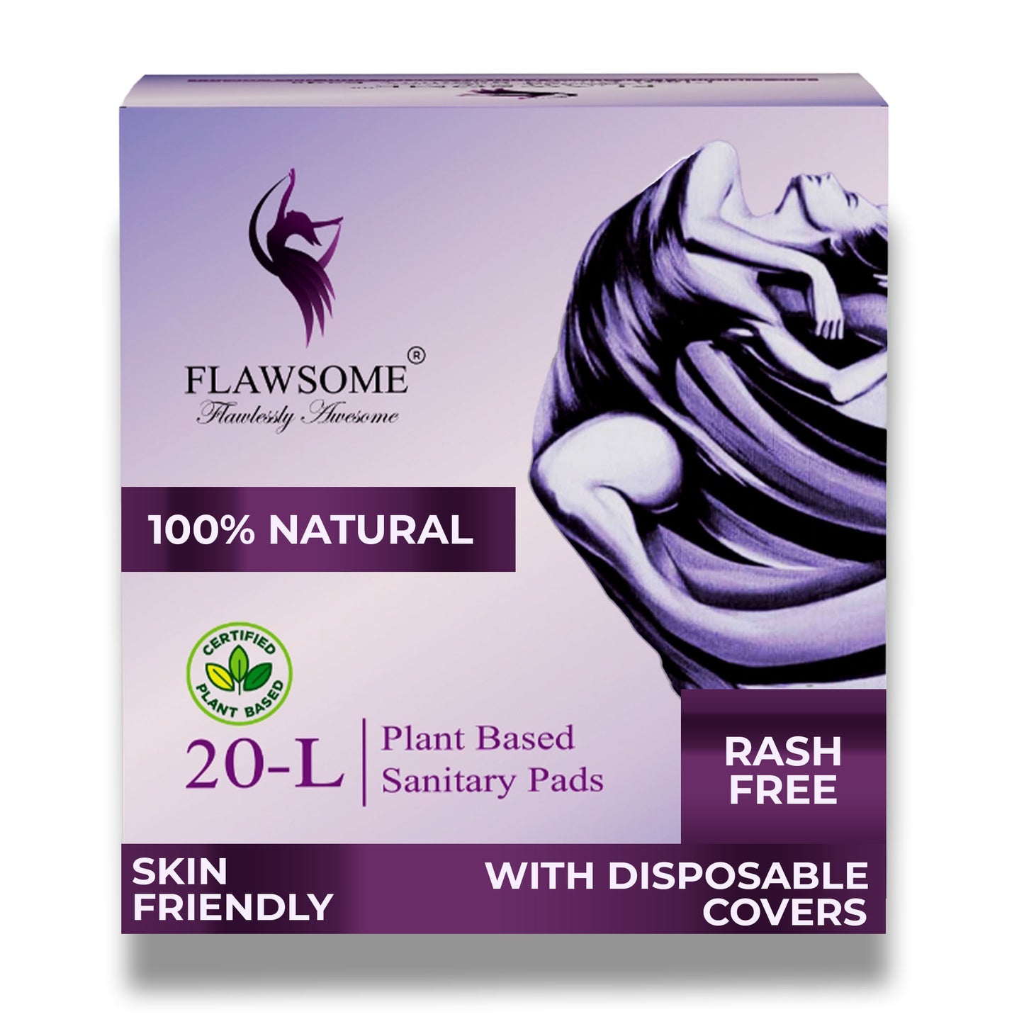 Flawsome - Plant Based Sensitive Sanitary Pads (Pack of 10/20/30)