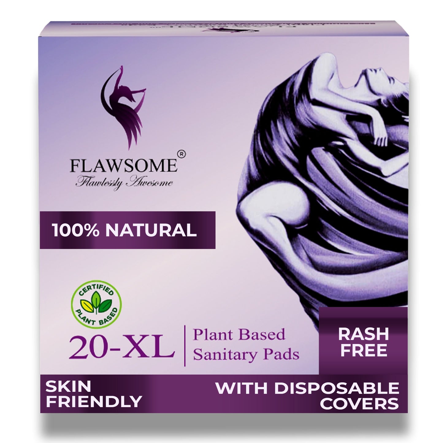 Flawsome - Plant Based Sensitive Sanitary Pads (Pack of 10/20/30)