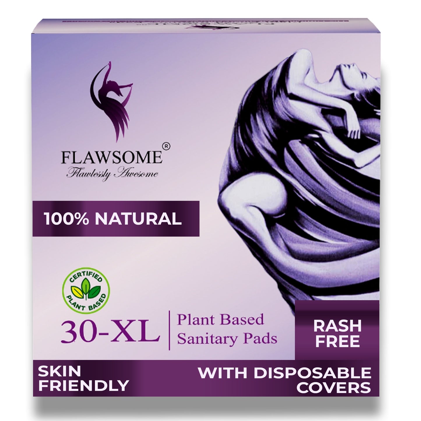 Flawsome - Plant Based Sensitive Sanitary Pads (Pack of 10/20/30)