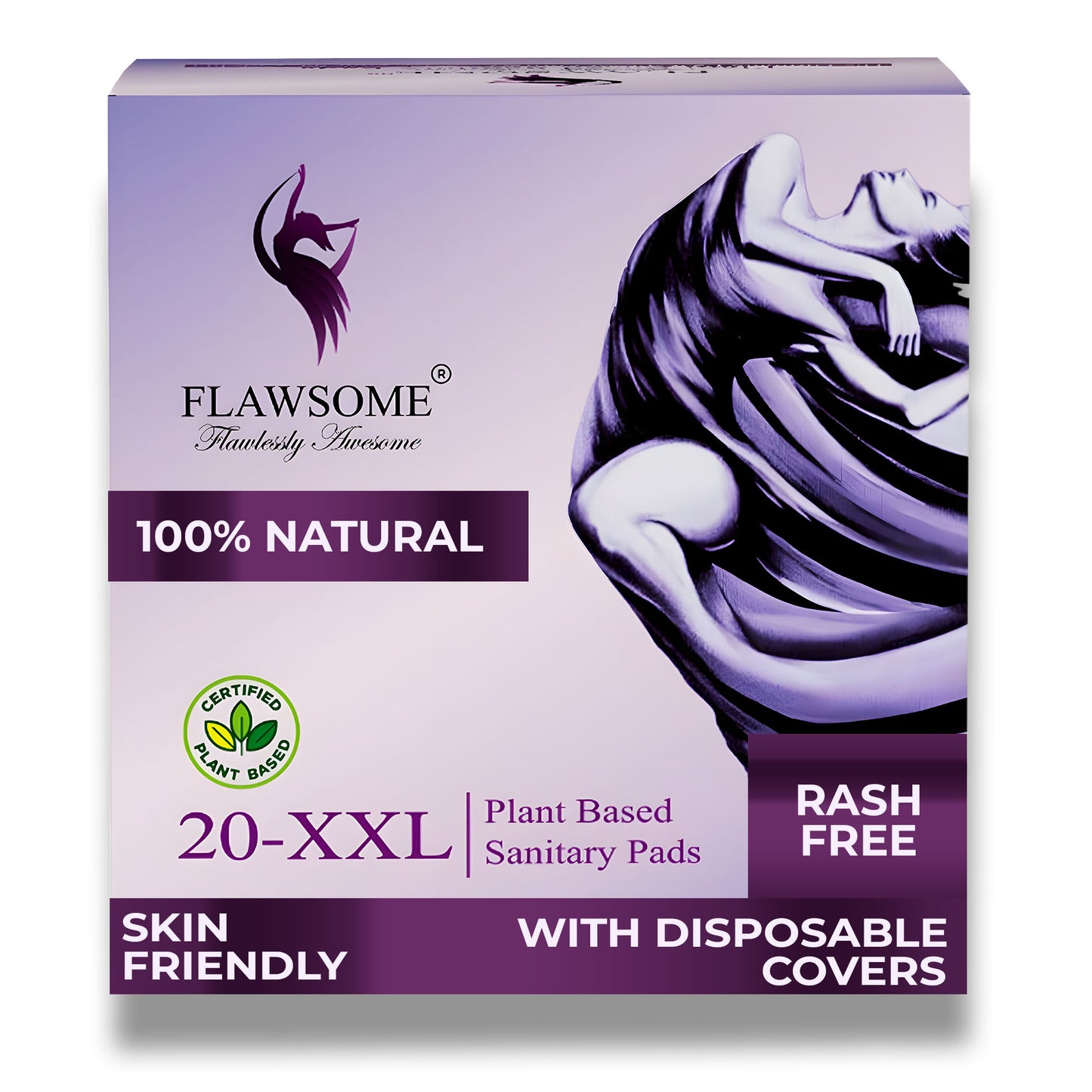Flawsome - Plant Based Sensitive Sanitary Pads (Pack of 10/20/30)