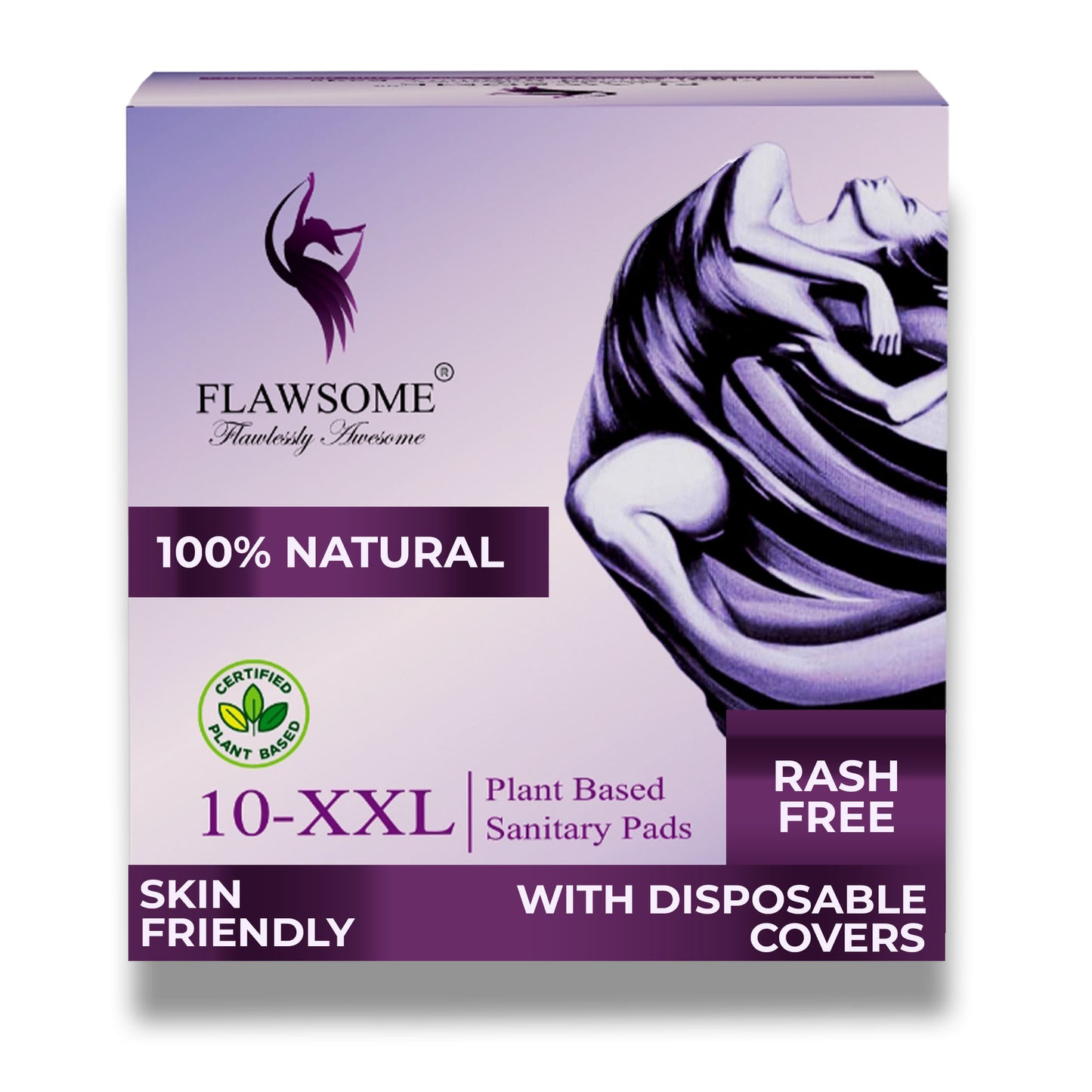 Flawsome - Plant Based Sensitive Sanitary Pads (Pack of 10/20/30)