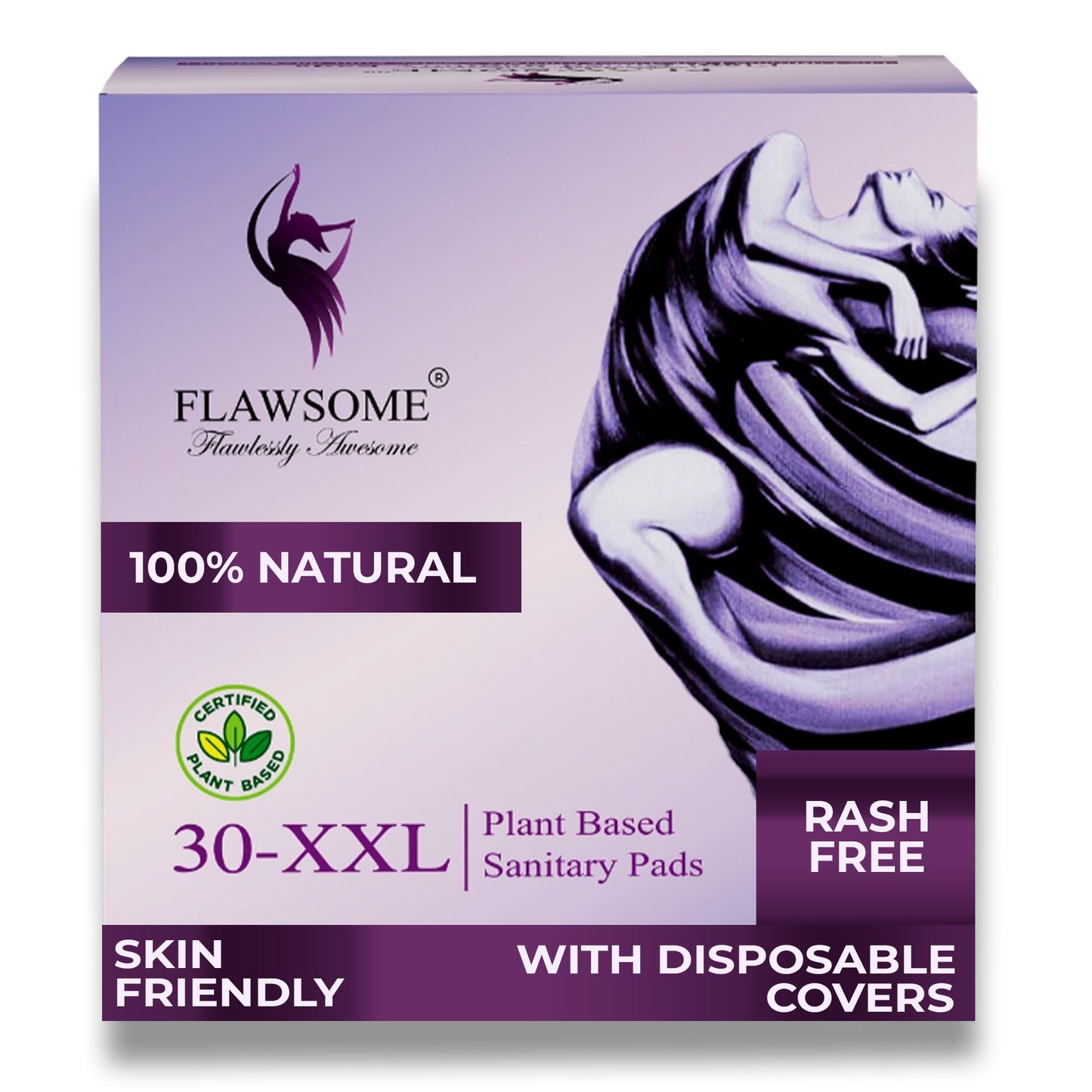 Flawsome - Plant Based Sensitive Sanitary Pads (Pack of 10/20/30)