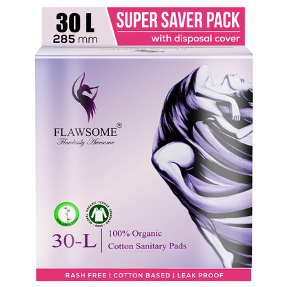 Chemical-Free Safe Sanitary Pads (L, Pack of 10/20/30) – Rash-Free, Gynecologist-Certified, Ultra Soft