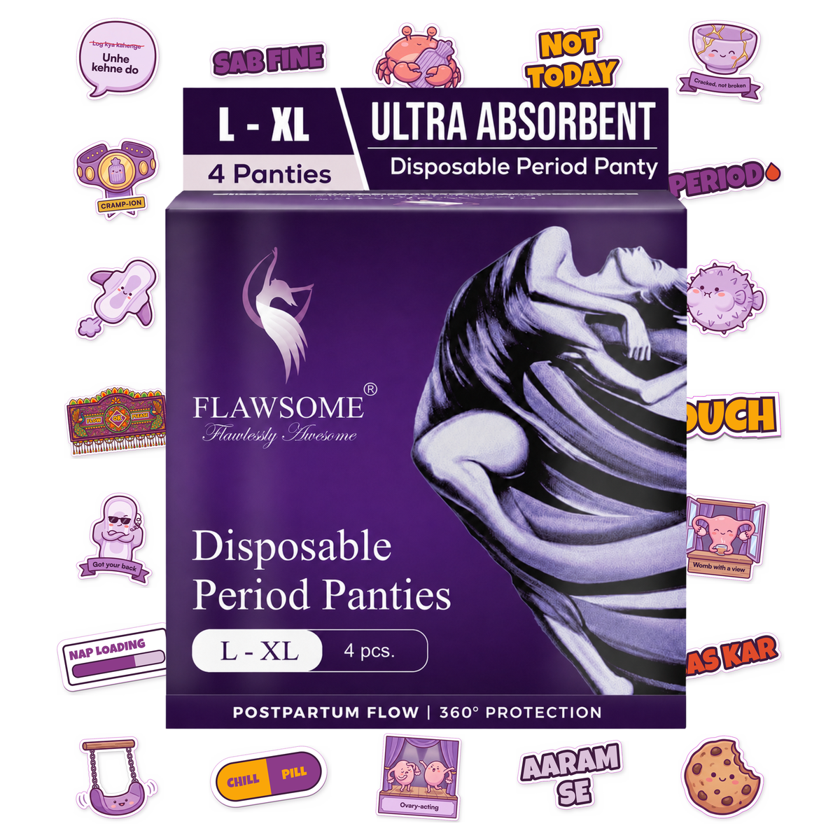 Special Edition - Flawsome Disposable Period Panties (With Sticker Pack)