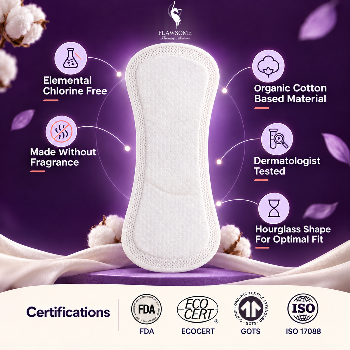 Special Edition - Flawsome 100% Organic Cotton Panty Liners (Pack of 20/30/60/90)