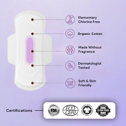Chemical Free Safe Sanitary Pads (L, Pack of 10) – Rash Free, Gynecologist Certified, Ultra Soft