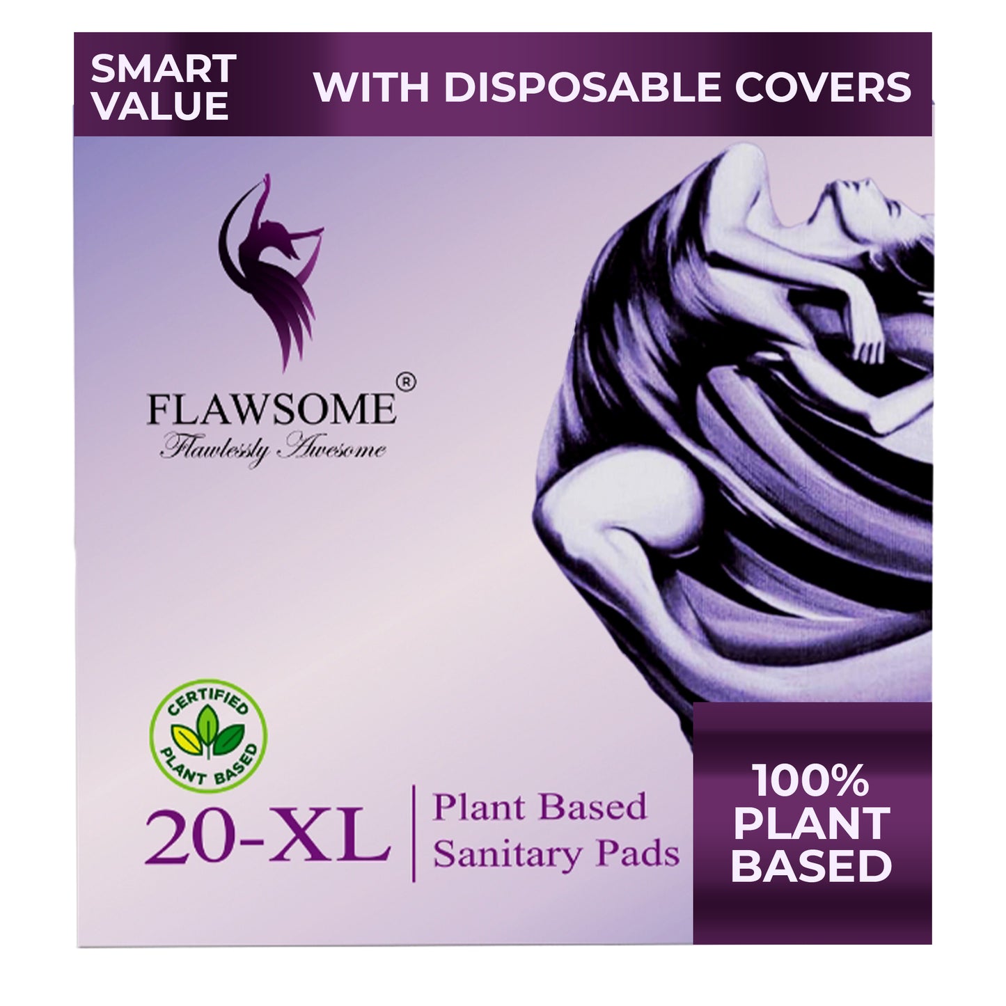 Flawsome - Plant Based Sensitive Sanitary Pads (Pack of 10/20/30)