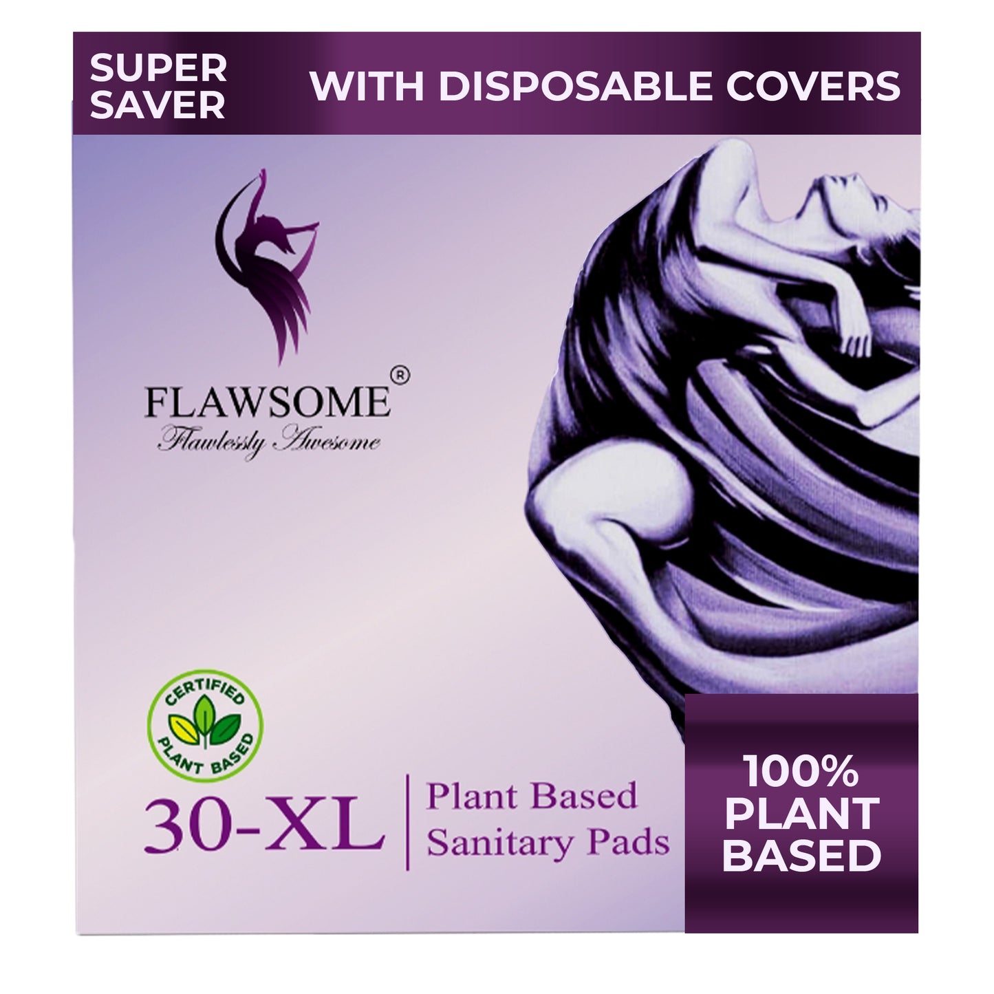 Flawsome - Plant Based Sensitive Sanitary Pads (Pack of 10/20/30)