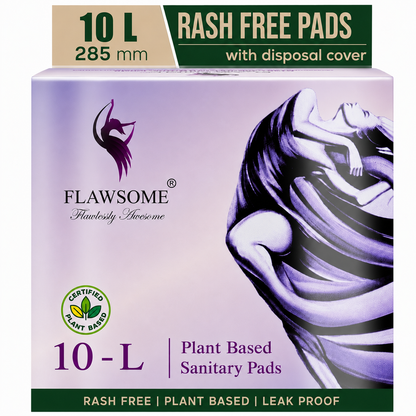 Chemical-Free Safe Sanitary Pads (L, Pack of 10/20/30) Plant Based – Rash-Free, Gynecologist-Certified, Ultra Soft