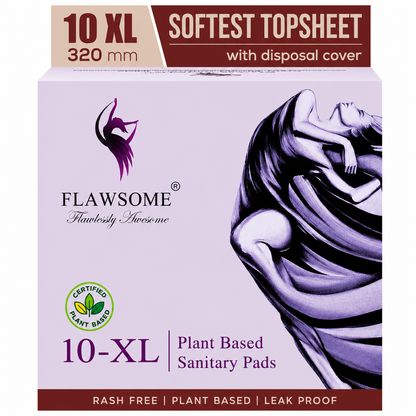 Chemical-Free Safe Sanitary Pads (L, Pack of 10/20/30) Plant Based – Rash-Free, Gynecologist-Certified, Ultra Soft