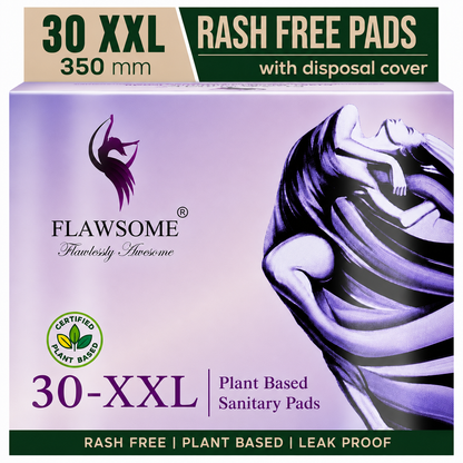 Chemical-Free Safe Sanitary Pads (L, Pack of 10/20/30) Plant Based – Rash-Free, Gynecologist-Certified, Ultra Soft