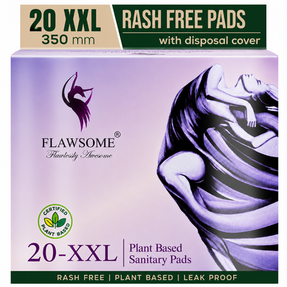 Chemical-Free Safe Sanitary Pads (L, Pack of 10/20/30) Plant Based – Rash-Free, Gynecologist-Certified, Ultra Soft