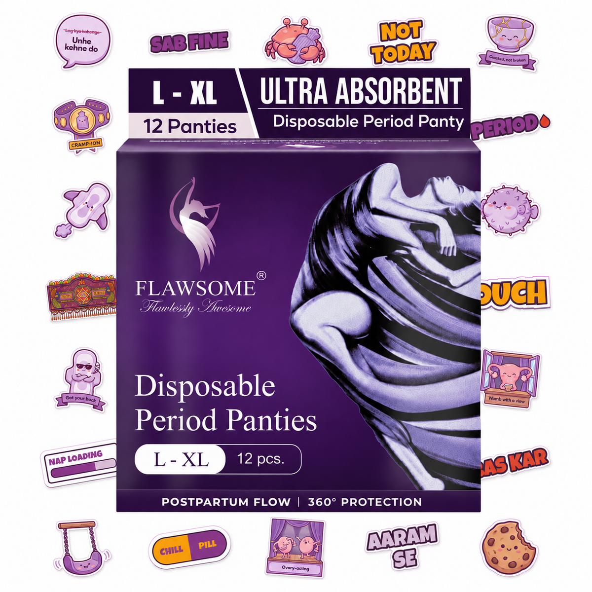 Special Edition - Flawsome Disposable Period Panties (With Sticker Pack)